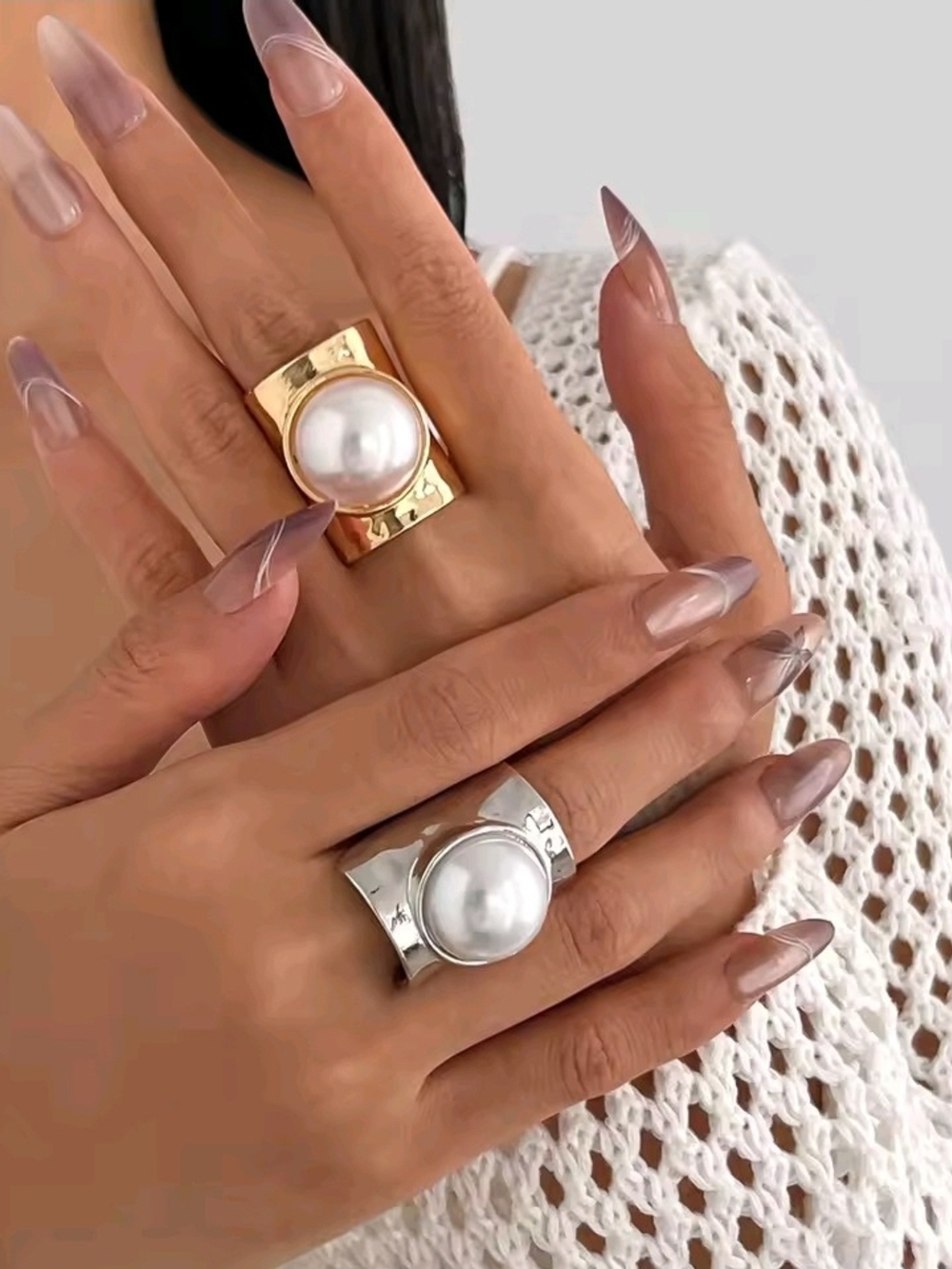 Gold Pearl Statement Ring - Women Jewelry - Picture 6 of 6